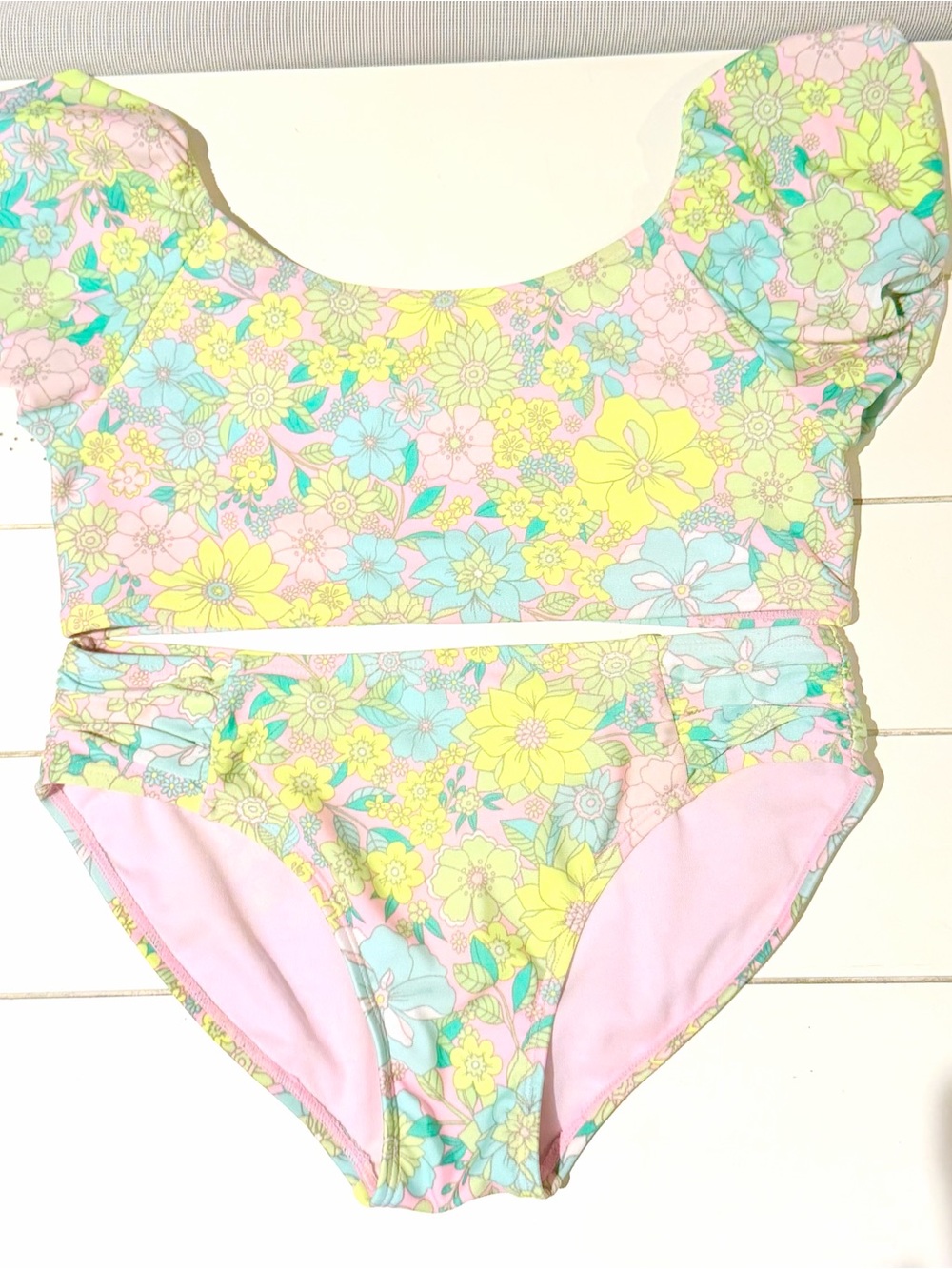 Cat & Jack Swimsuit two piece Floral size 10-12